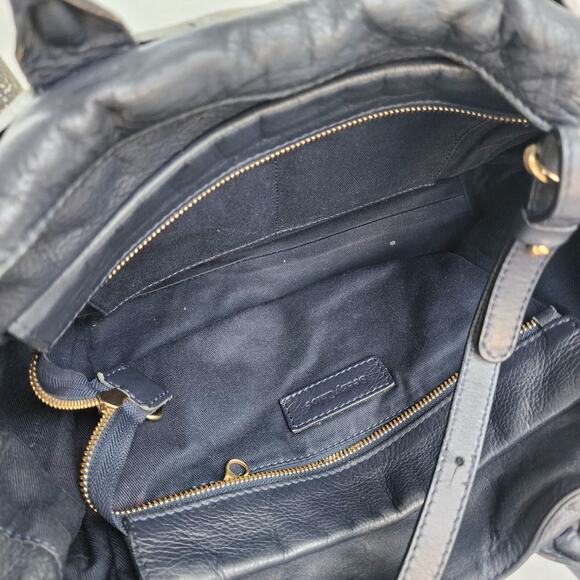 SEE BY CHLOE Nellie Navy Light Blue Gray Leather Handbag Crossbody Trapezoid - Picture 5 of 9